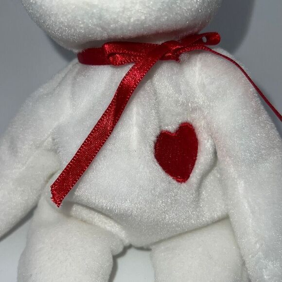 1994 Rare Valentino Stretch Style White TY Beanie Babies Collection Teddy Bear - Picture 7 of 9